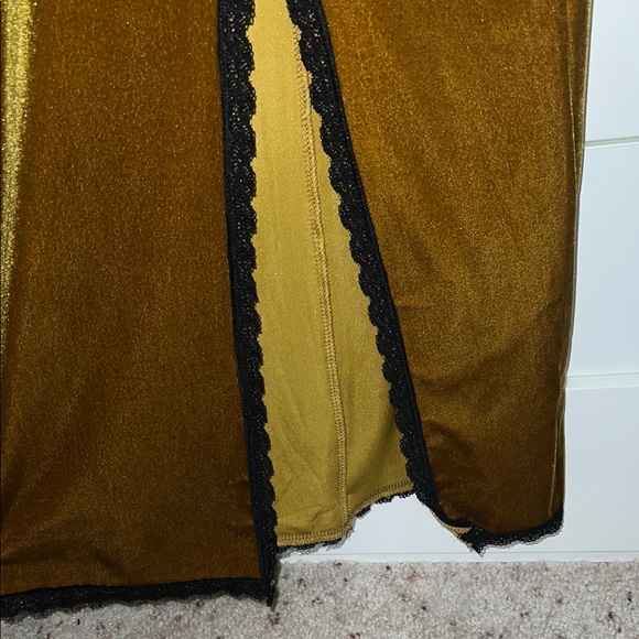 Gold Maxi Slip Dress with V-Neck for Cocktail - Picture 6 of 7